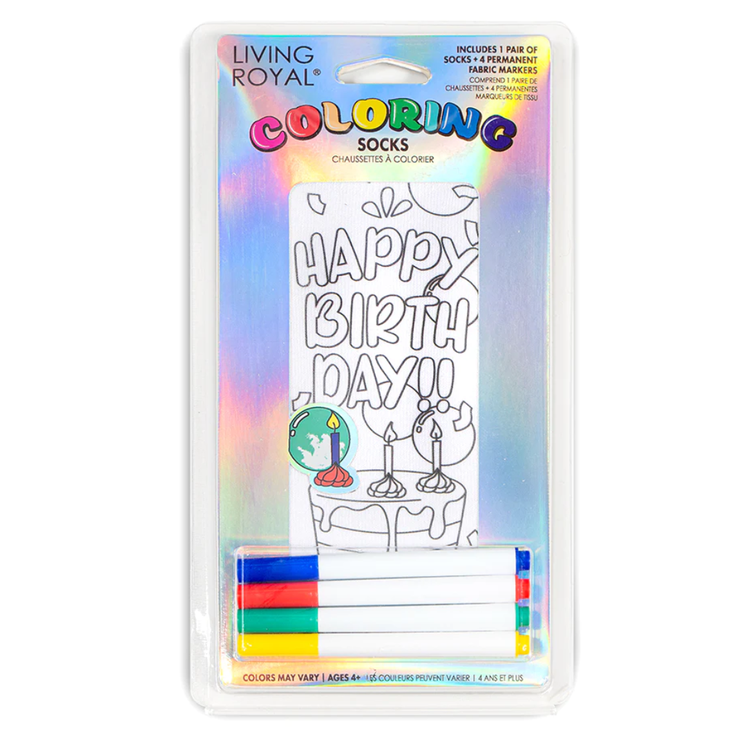 Happy Birthday Coloring Socks