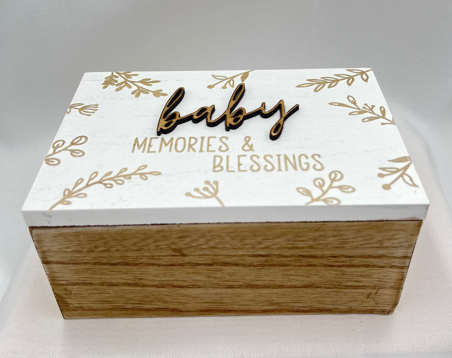 Baby Memories & Blessing Small Wood Keepsake Box