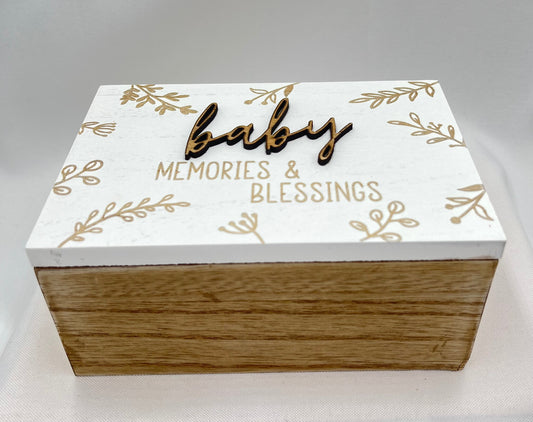 Baby Memories & Blessing Small Wood Keepsake Box