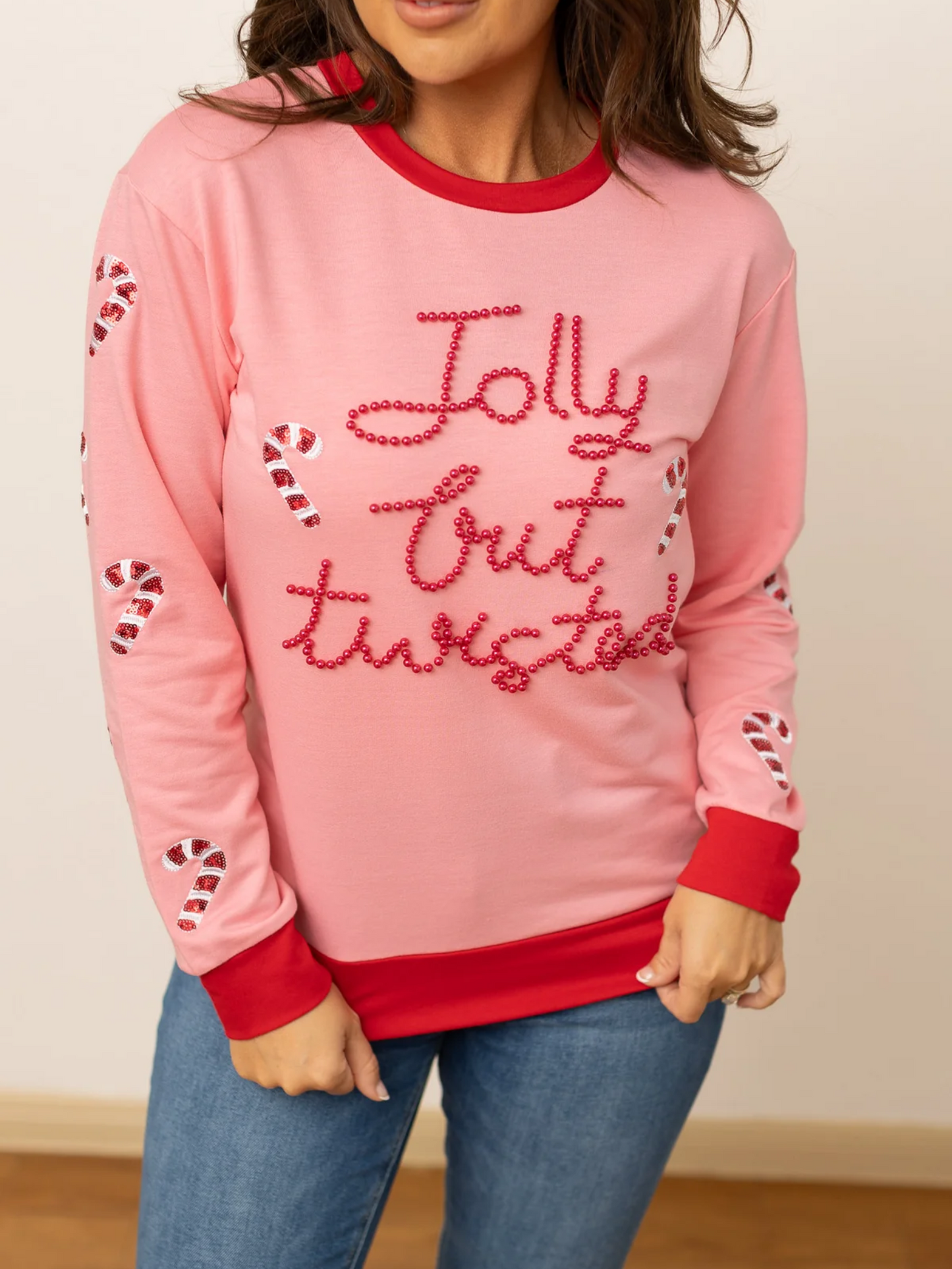 Southern Grace Pink Jolly But Twisted Sweatshirt