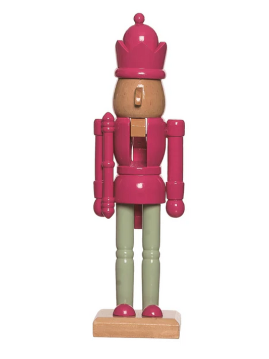 Green & Pink Wooden Nutcracker Figurine