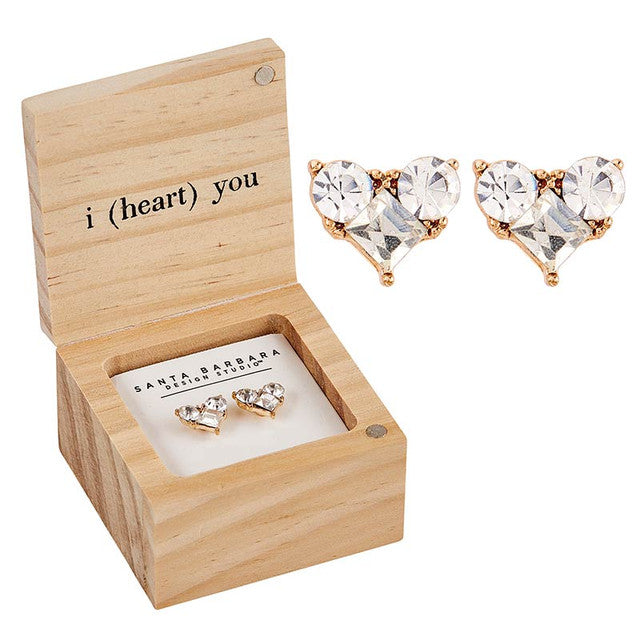 Stud Earrings In Wood Boxed Gift Set