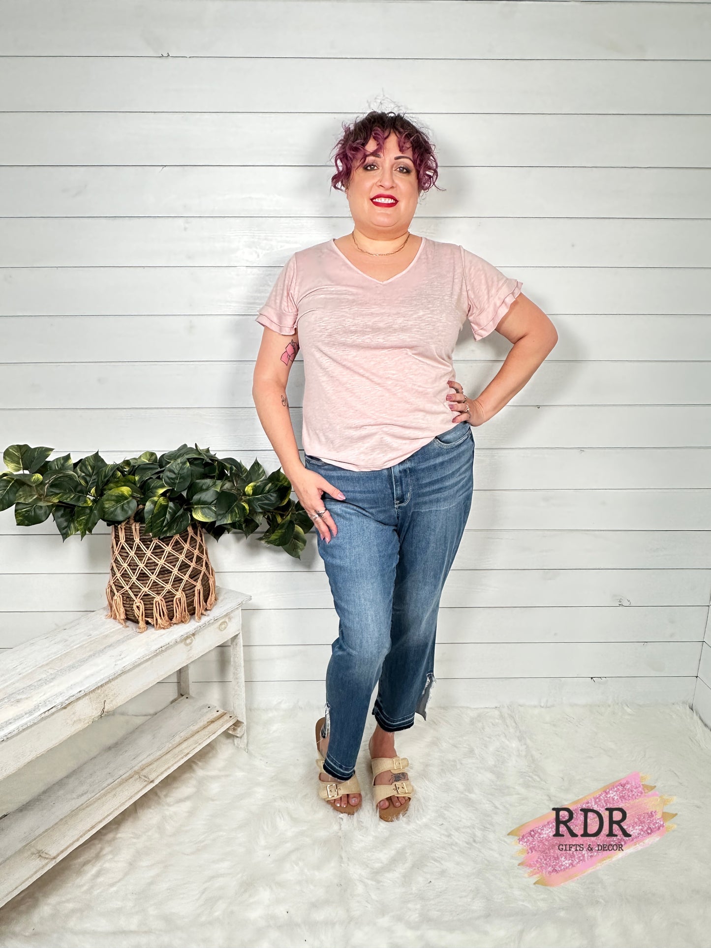 Judy Blue Plus High Waist Fray Slit Release Hem Straight