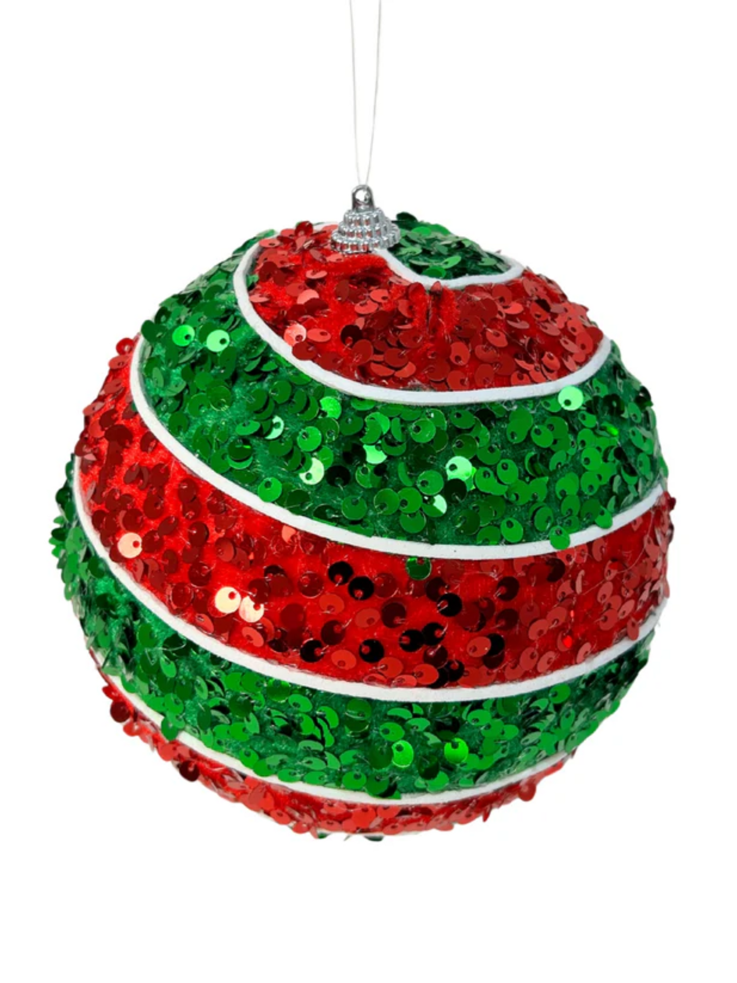 Red/White/Green Sequin Horizontal Stripe Ornament