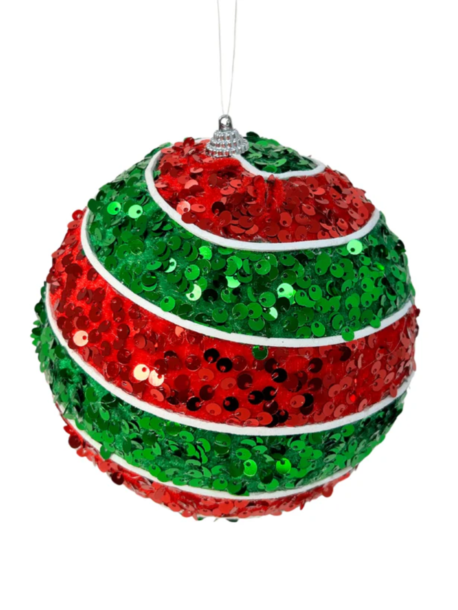 Red/White/Green Sequin Horizontal Stripe Ornament
