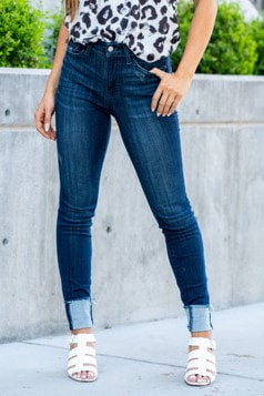 Judy Blue Plus Mid Rise Cuffed Skinny