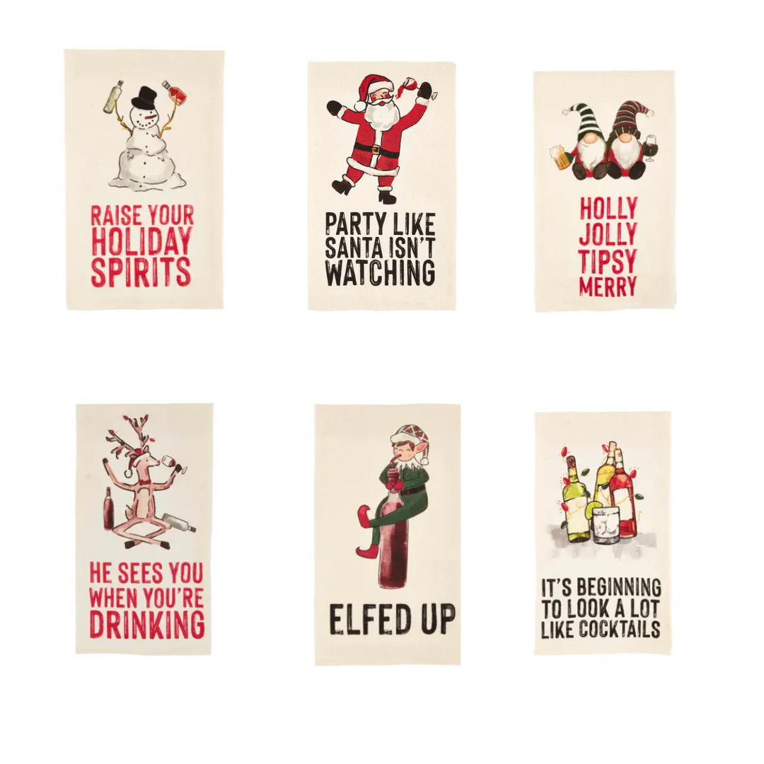 Raise Your Holiday Spirits Christmas Tea Towels