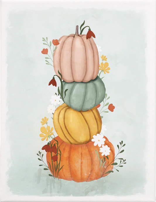 Colorful Pumpkin Stack Canvas Picture