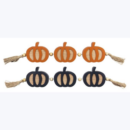 Wood Fall Harmony Tabletop Pumpkins with Blessing Beads