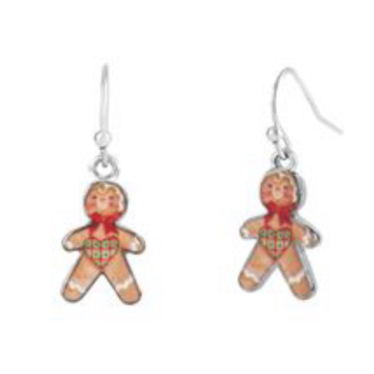 Whispers Enamel Painted Gingerbread Man Earrings
