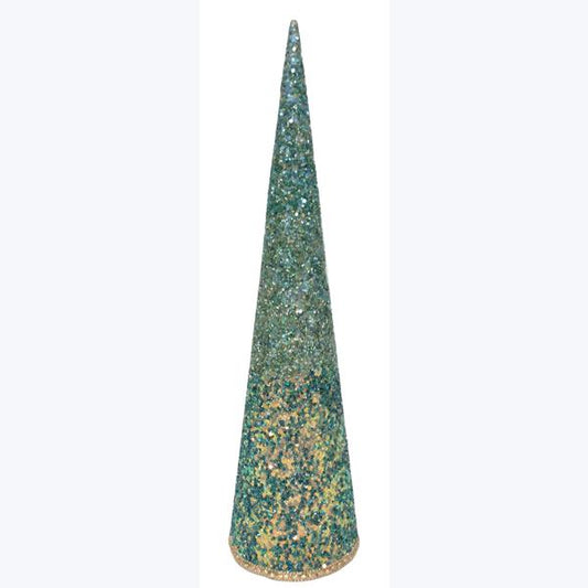 Blue & Gold Ombre Glitter Cone Tree