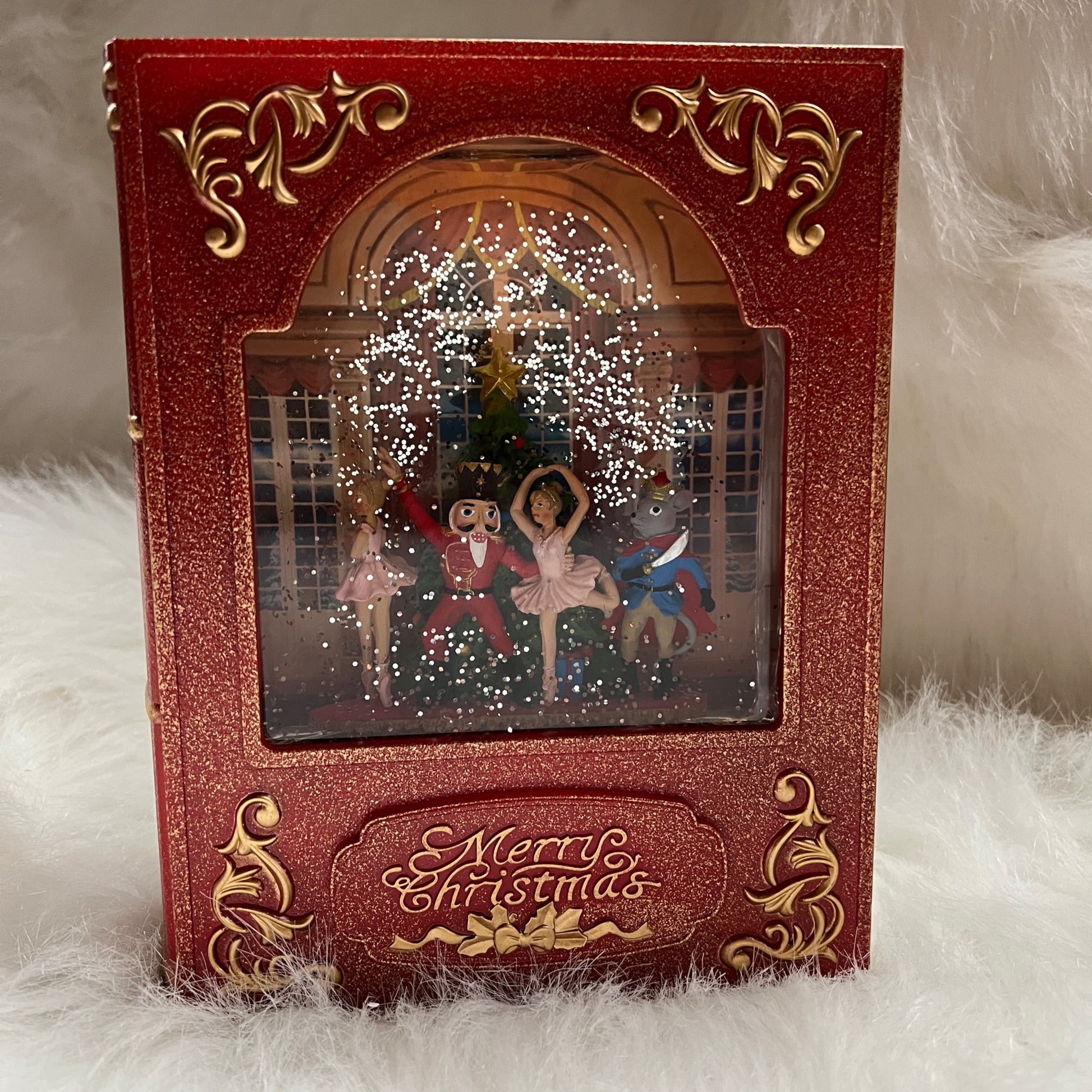 LED Nutcracker Book Water Globe