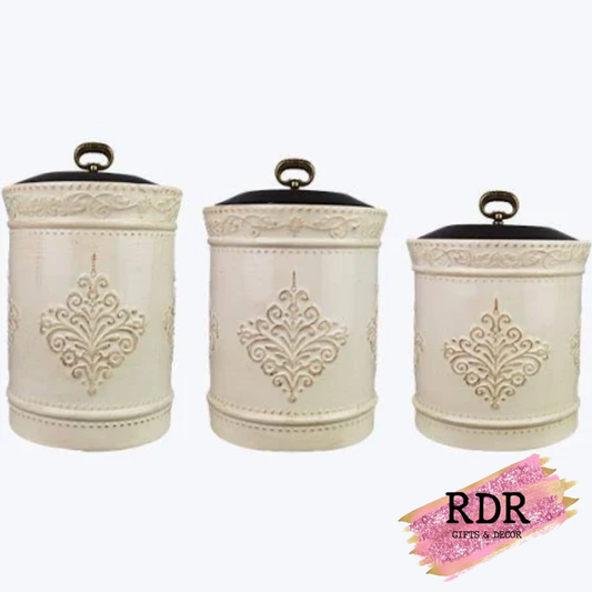French Country Ceramic Canister Set Of 3