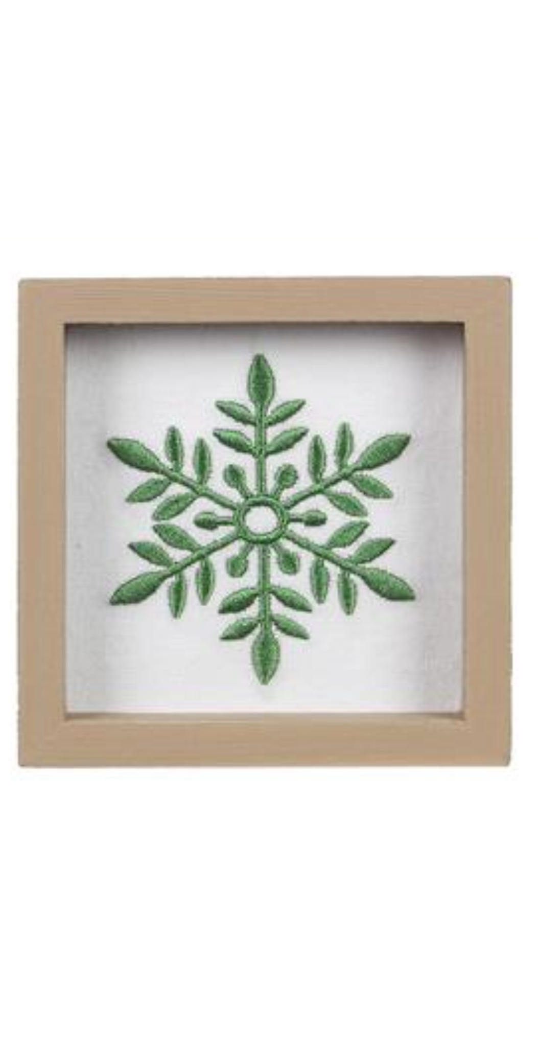 Wooden Tabletop Decor With Green Snowflake