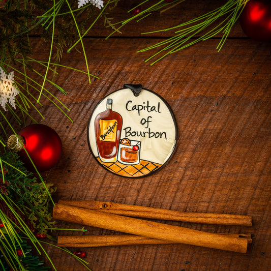 Nola Watkins Bardstown Capital Of Bourbon Round Hand Painted Ornament