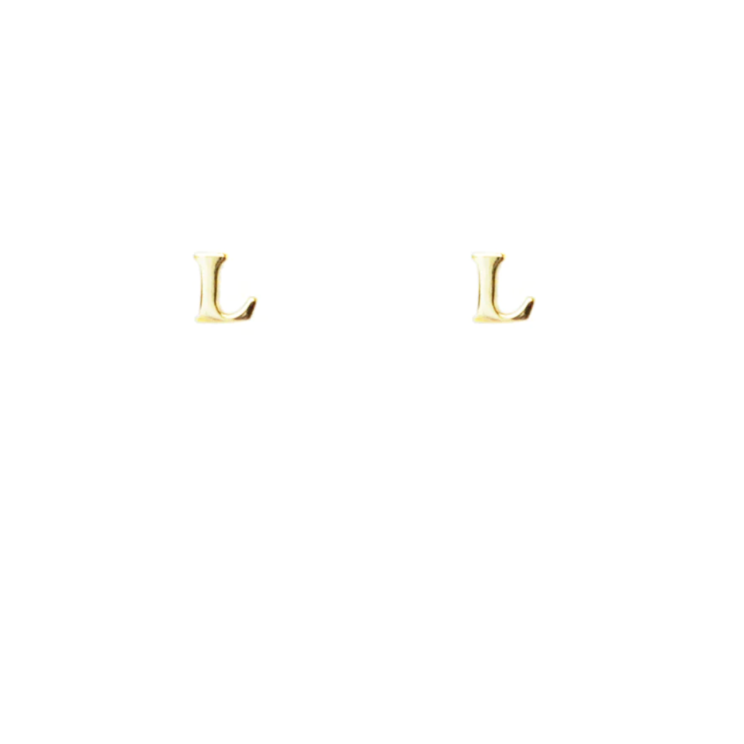 Sterling Gold Block Letter Initial Earring