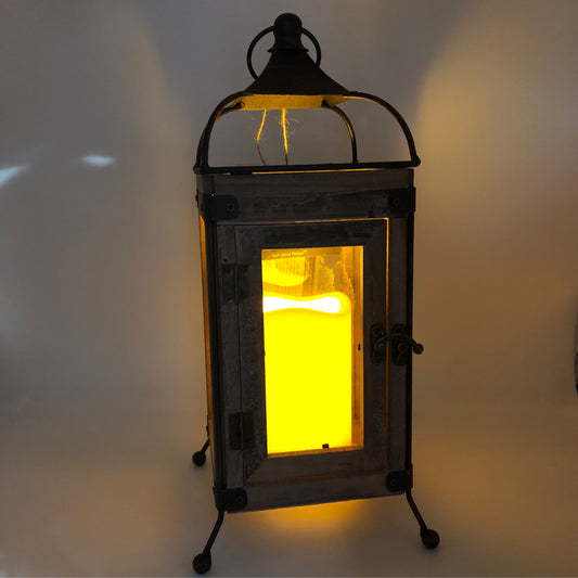 Light Brown Wood Led Lantern