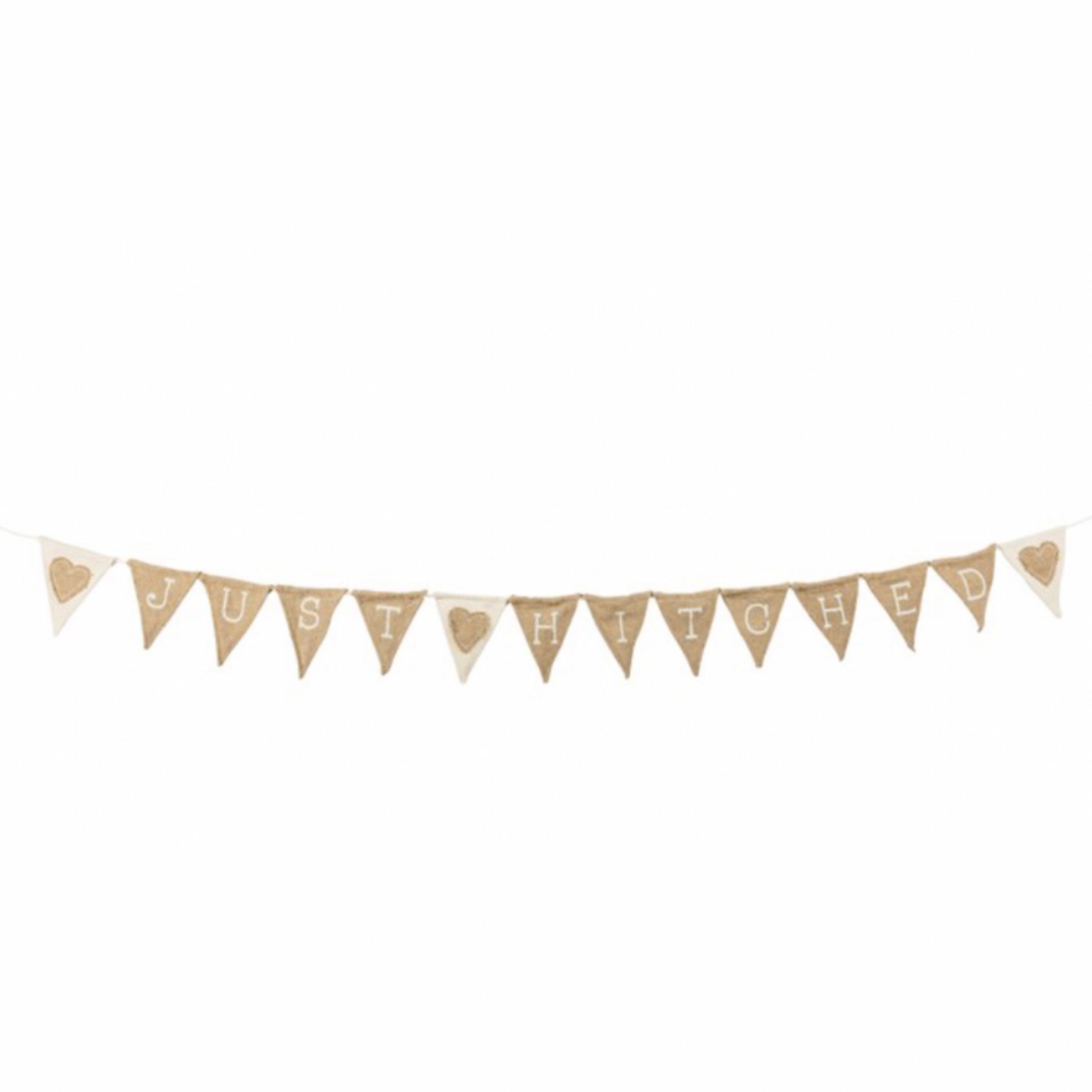 Just Hitched Hearts Burlap Banner