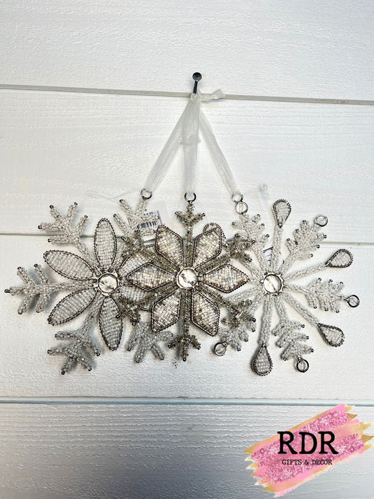 Metal & Glass Beaded Snowflake Ornaments