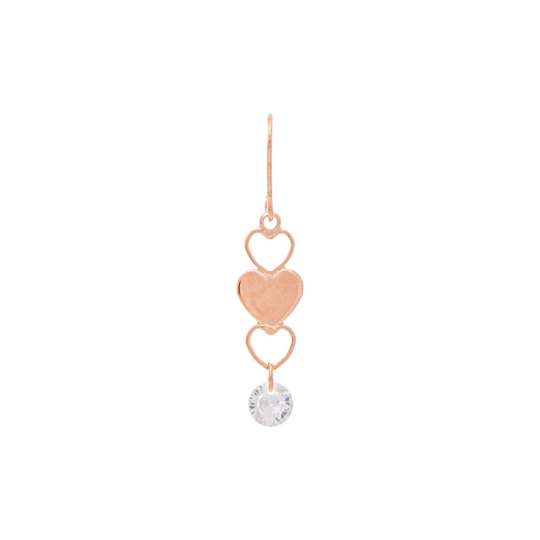 Rose Gold Triple Heart Drop Cubic Zirconia Earring