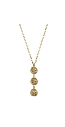 Madison Gold Linked Drop Roses Y Necklace