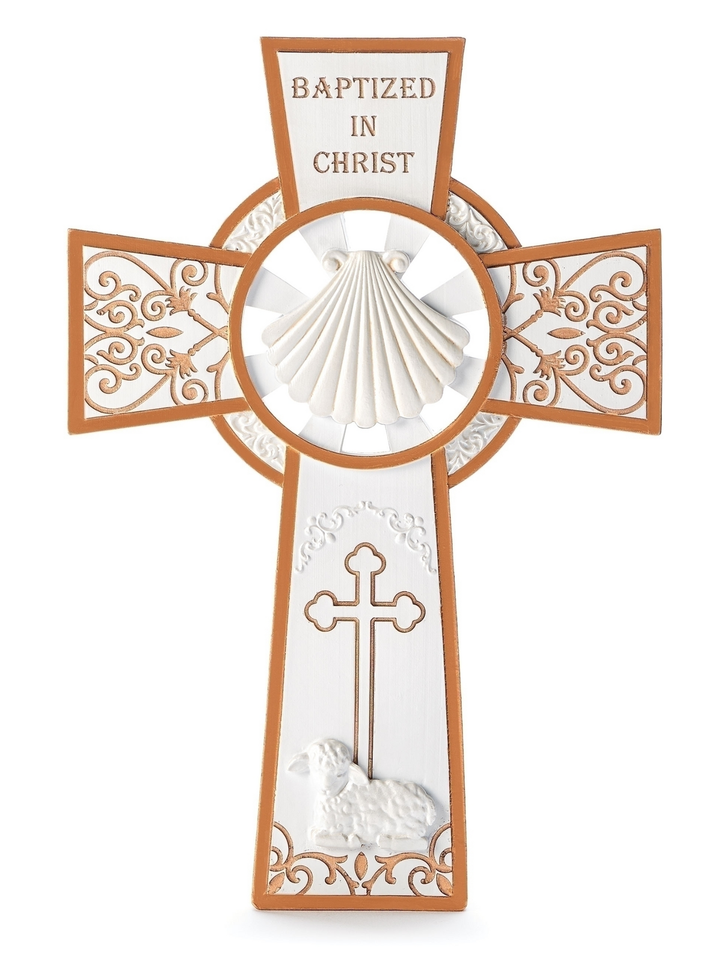 White & Gold 8" Baptism Cross