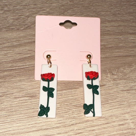 Valentine Rose Earrings- Rectangle