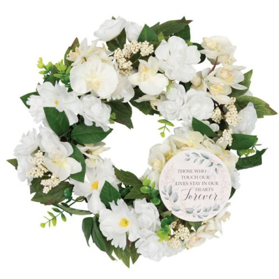 White Artificial Floral Bereavement Wreath