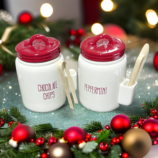 Ceramic Canister With Tongs