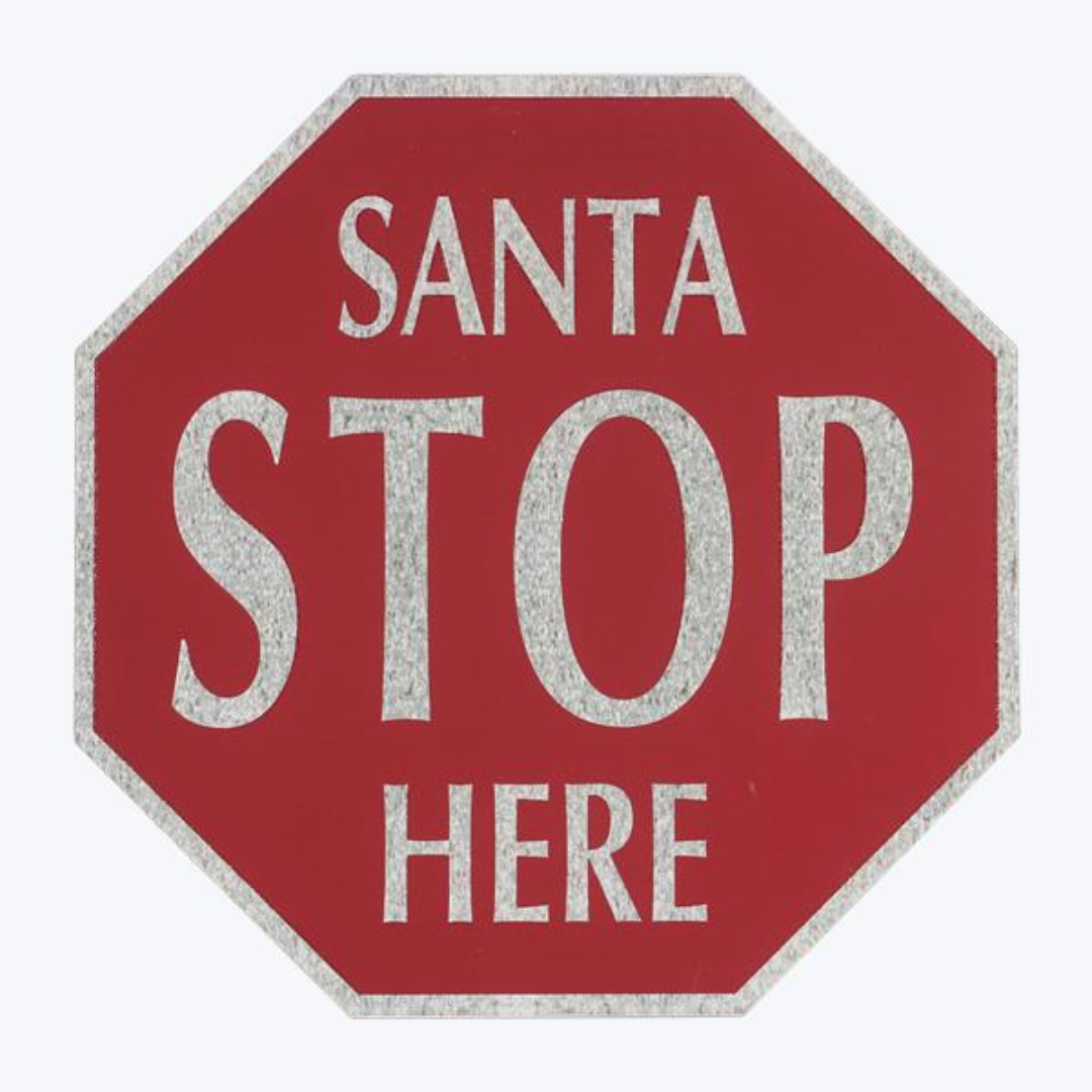 Metal Santa Stop Wall Sign
