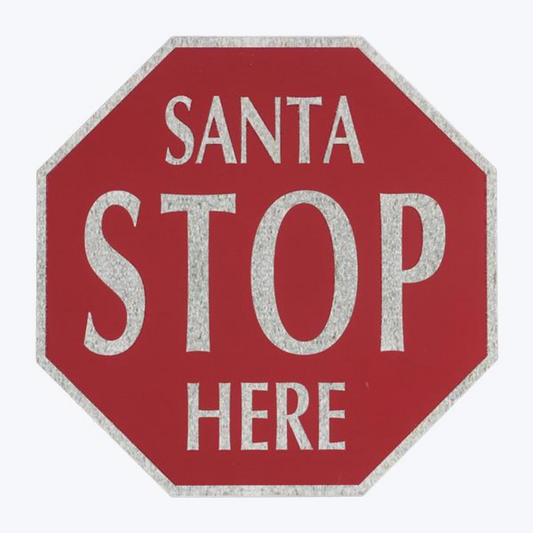 Metal Santa Stop Wall Sign