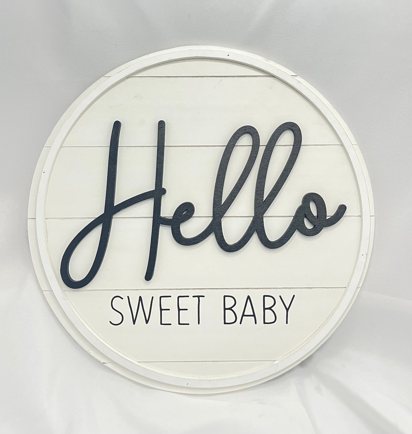 Round Baby Wall Sign With Raised Word