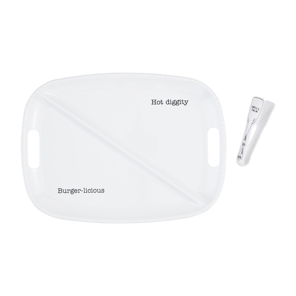 Melamine Burger and Hot Dog Platter With Tongs