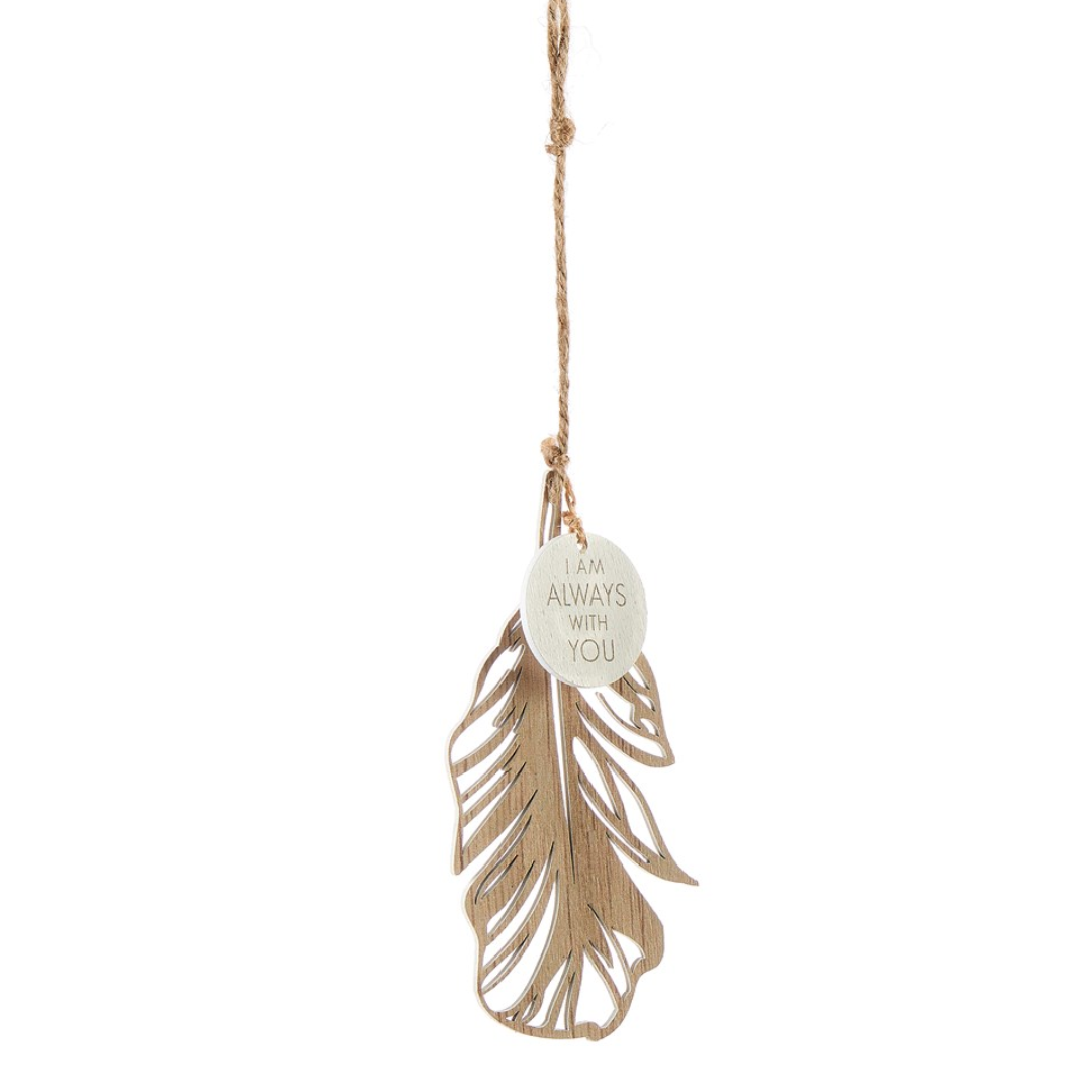 MDF Feather Ornament With Sentiment Token