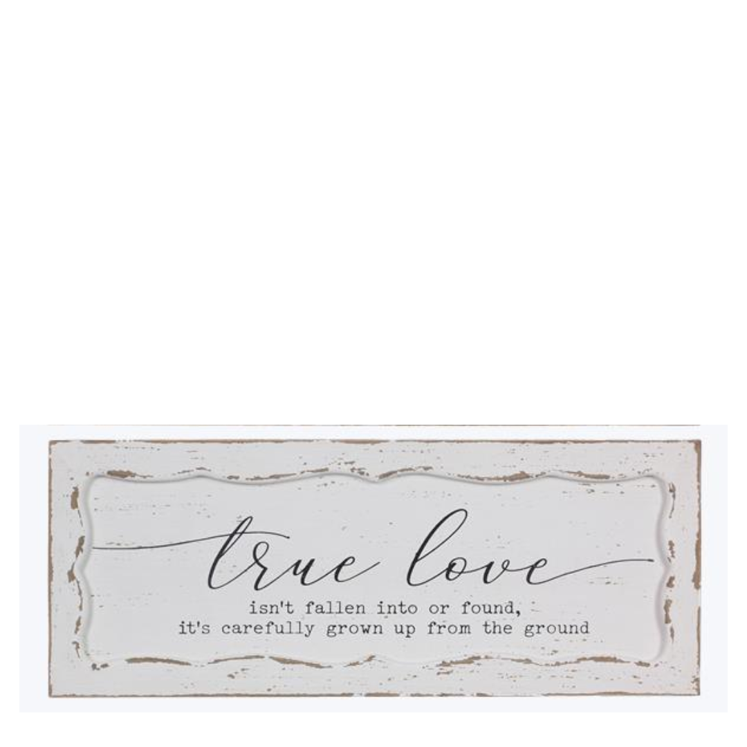 Happiness Or True Love Wood Ivory Inset Sign