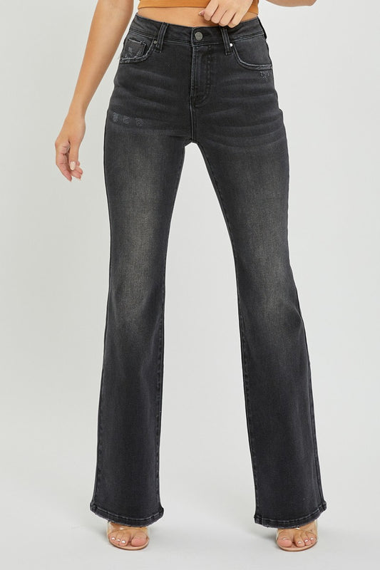 Risen Black Mid Rise Boot Cut Jeans