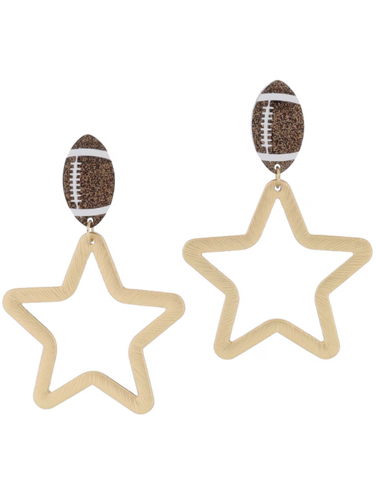 Football & Gold Star dangle Earrings