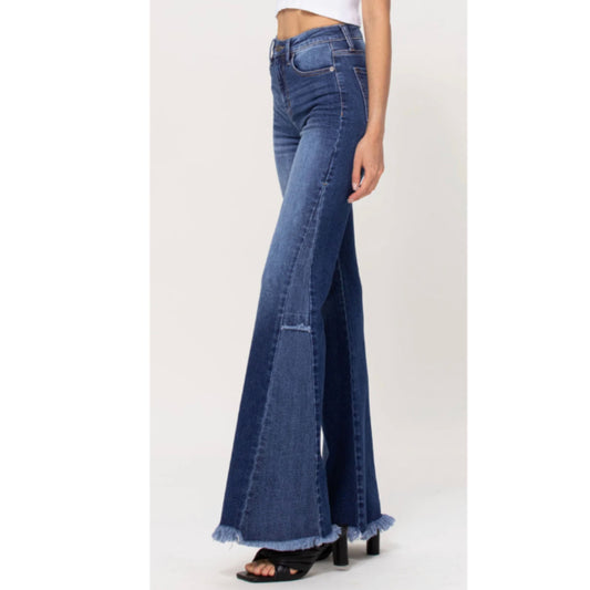 Cello High Rise Flare Jeans With Side Panel
