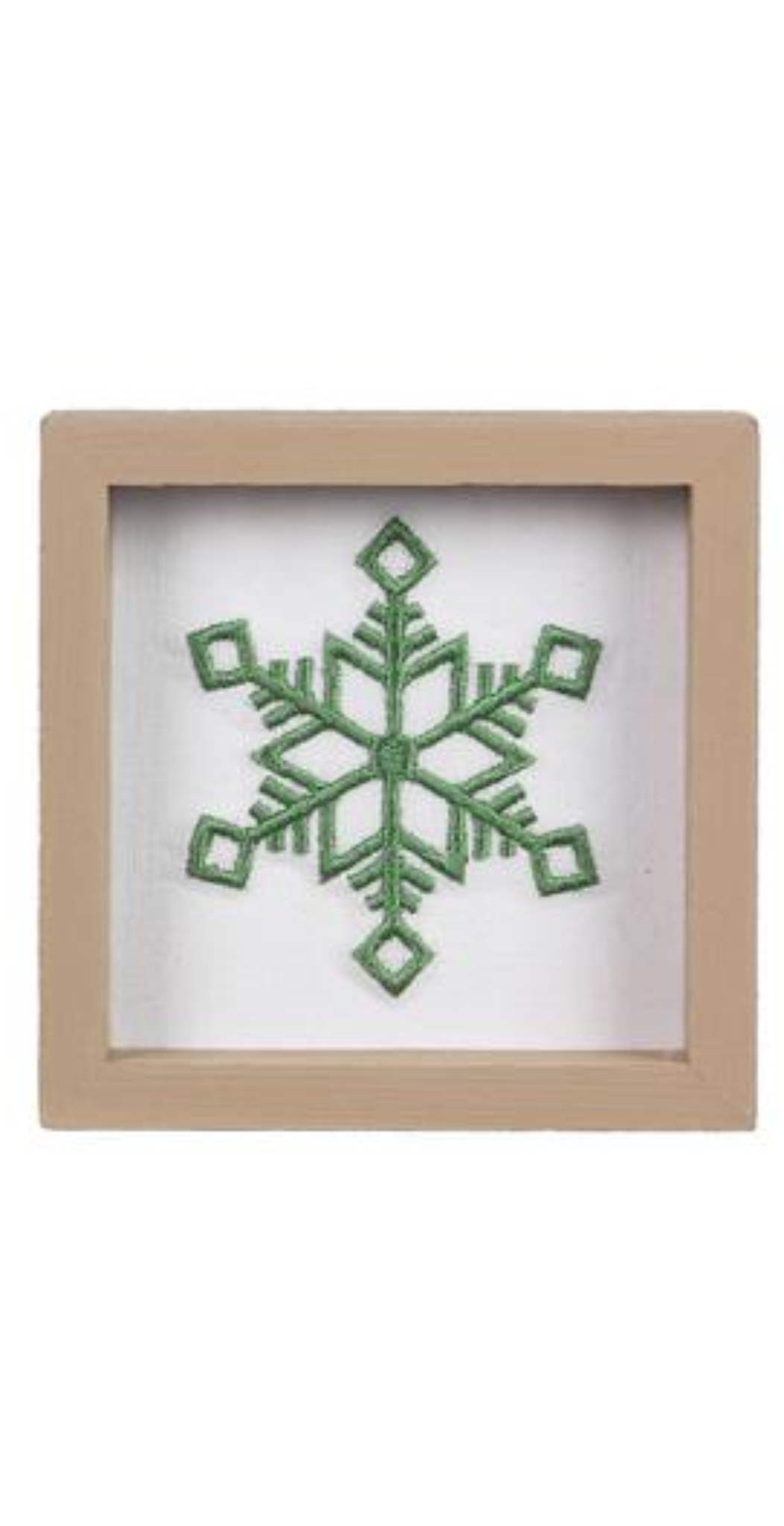 Wooden Tabletop Decor With Green Snowflake