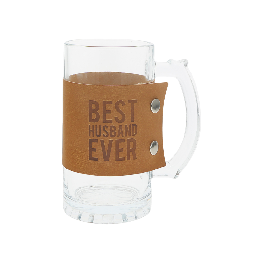 Men's 16oz Glass Mug with Leather Wrap