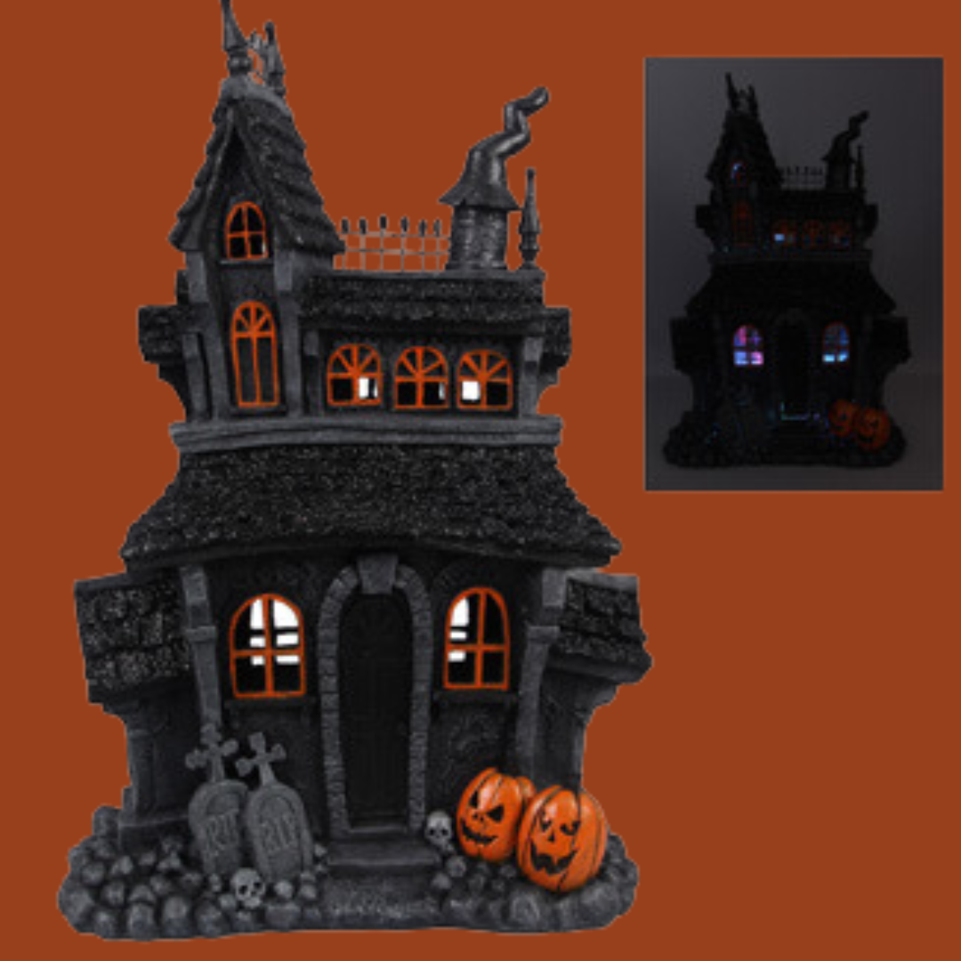 Resin LED Lighted Haunted House
