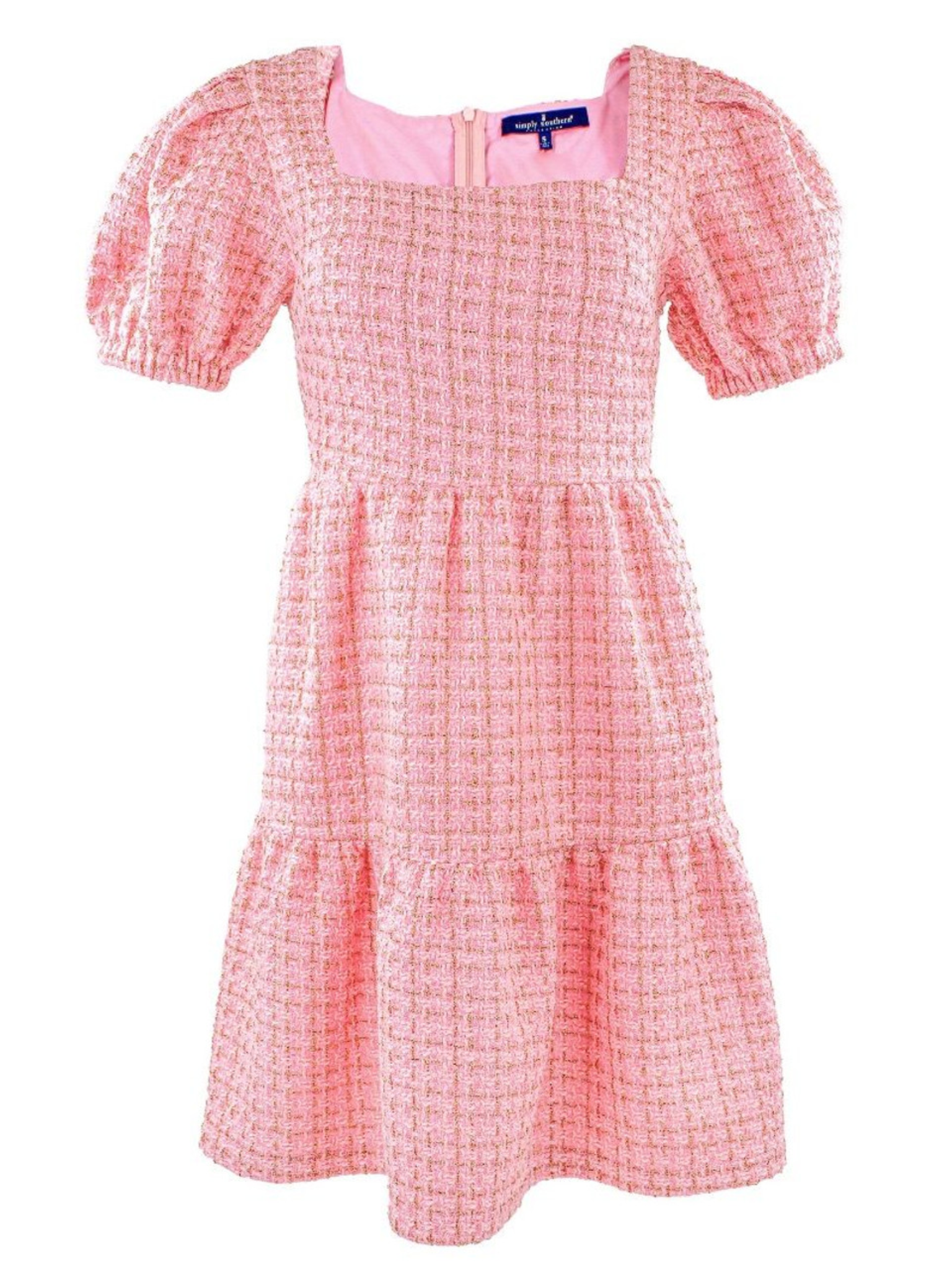 Simply Southern Pink Tweed Puff Dress