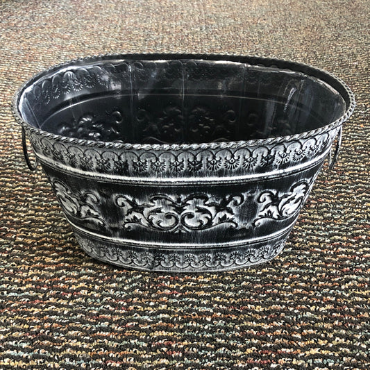 Large Black/Grey Oval Planter