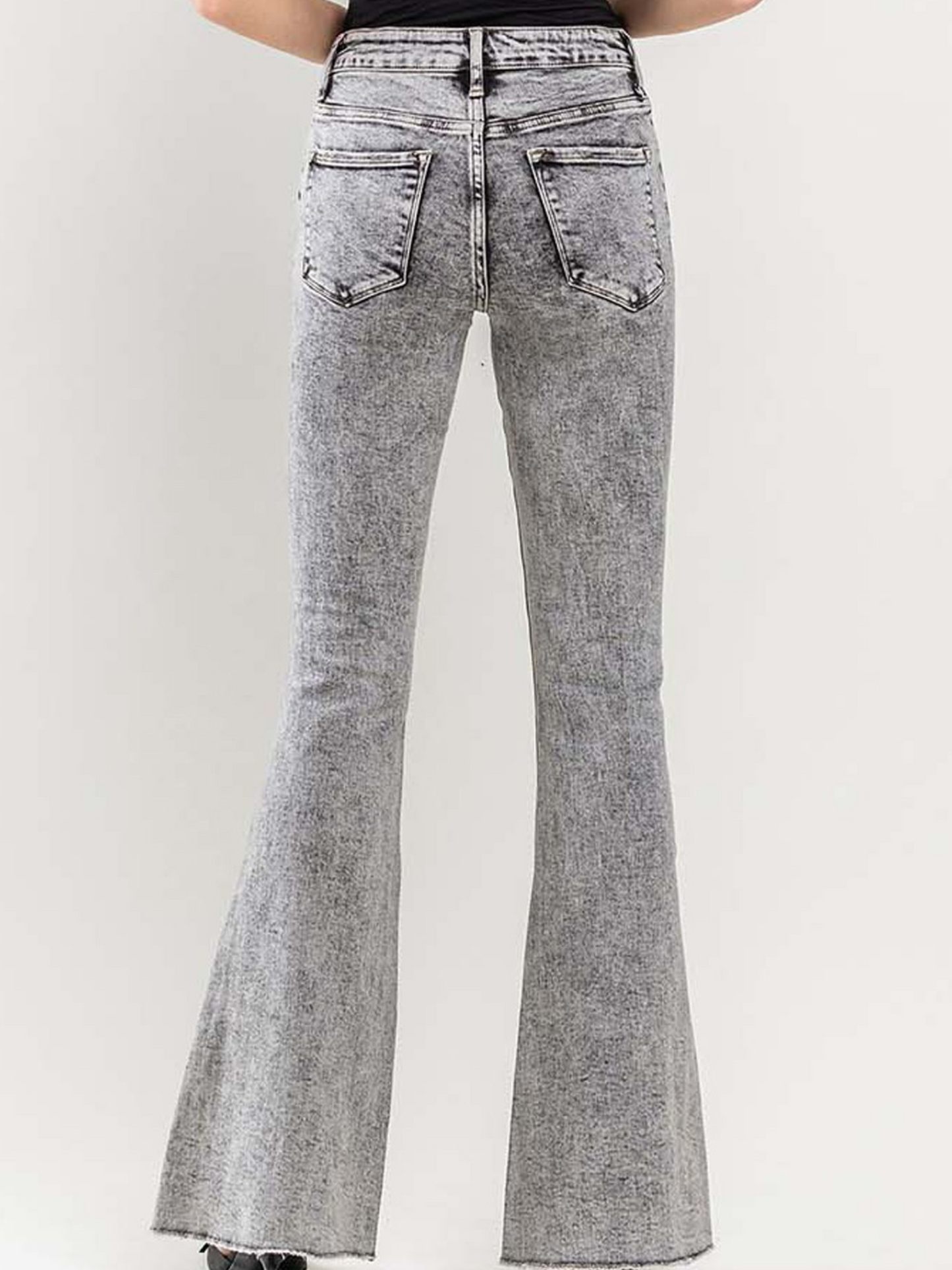 Vervet Bella Black Acid Wash High Rise Flare Jeans