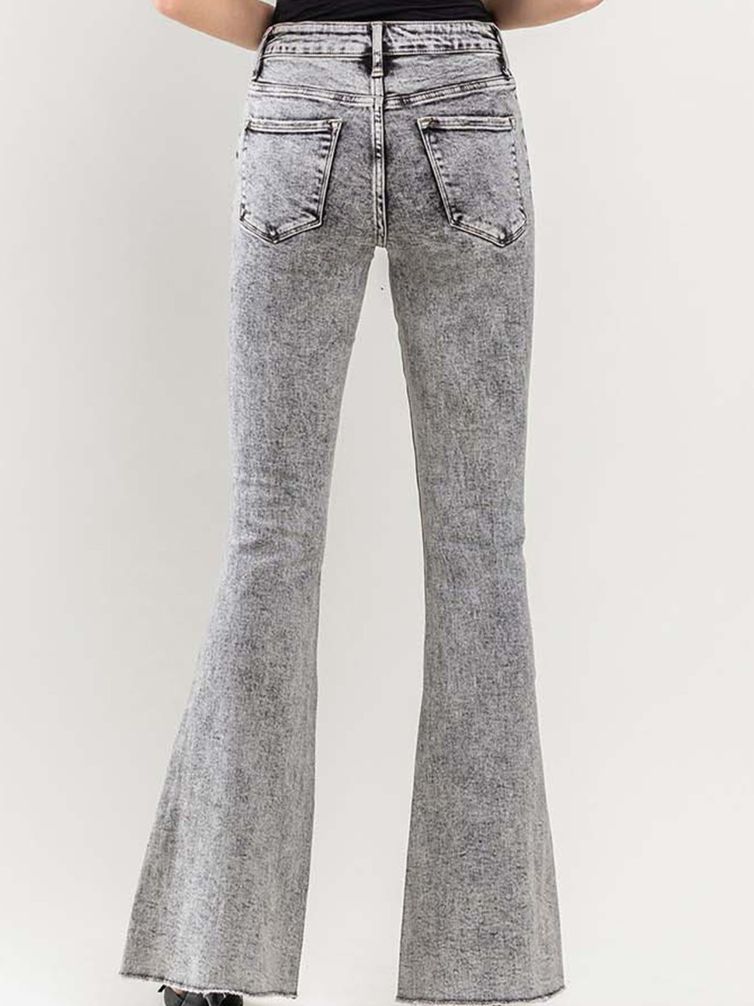 Vervet Bella Black Acid Wash High Rise Flare Jeans