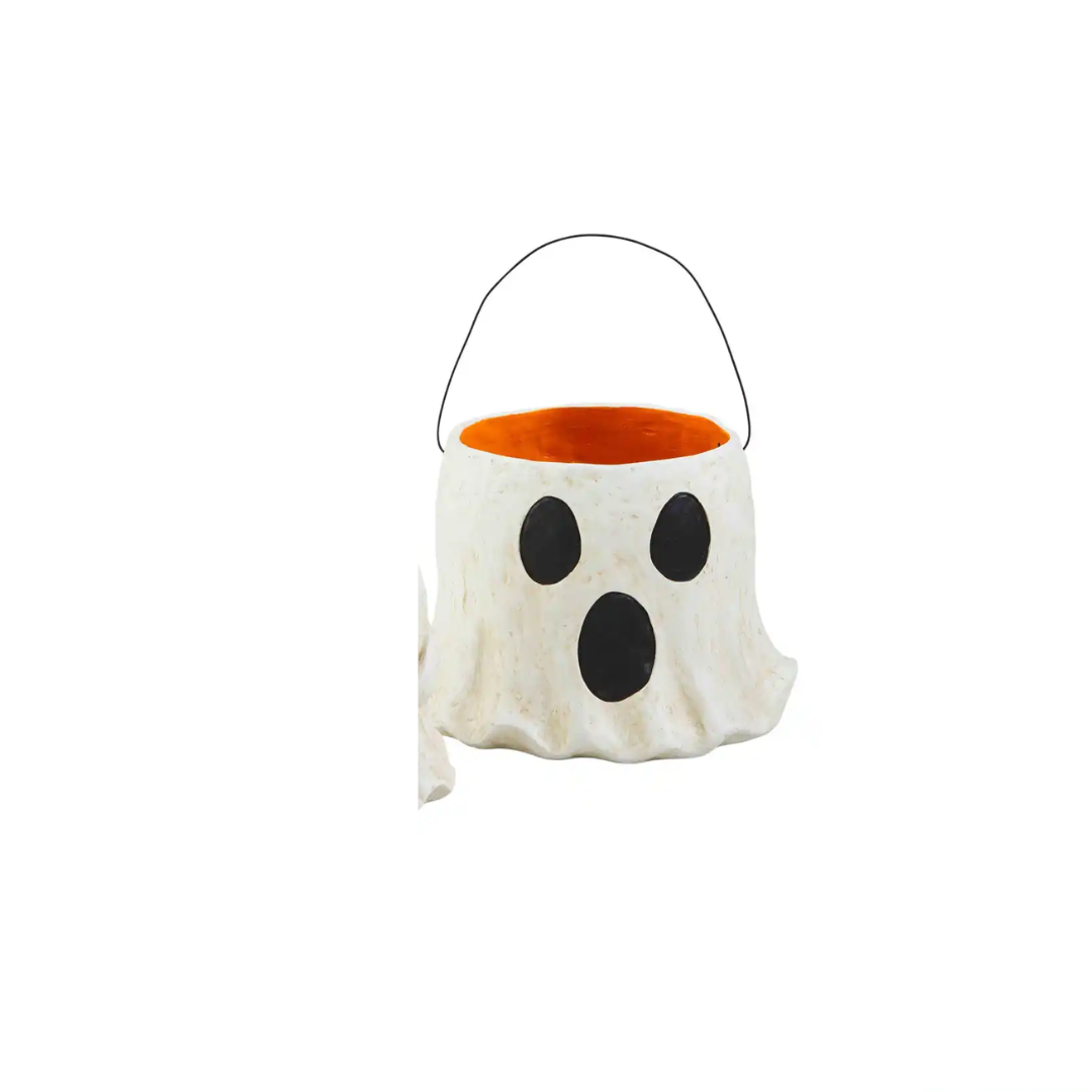 Paper Mache Ghost Halloween Treat Bucket