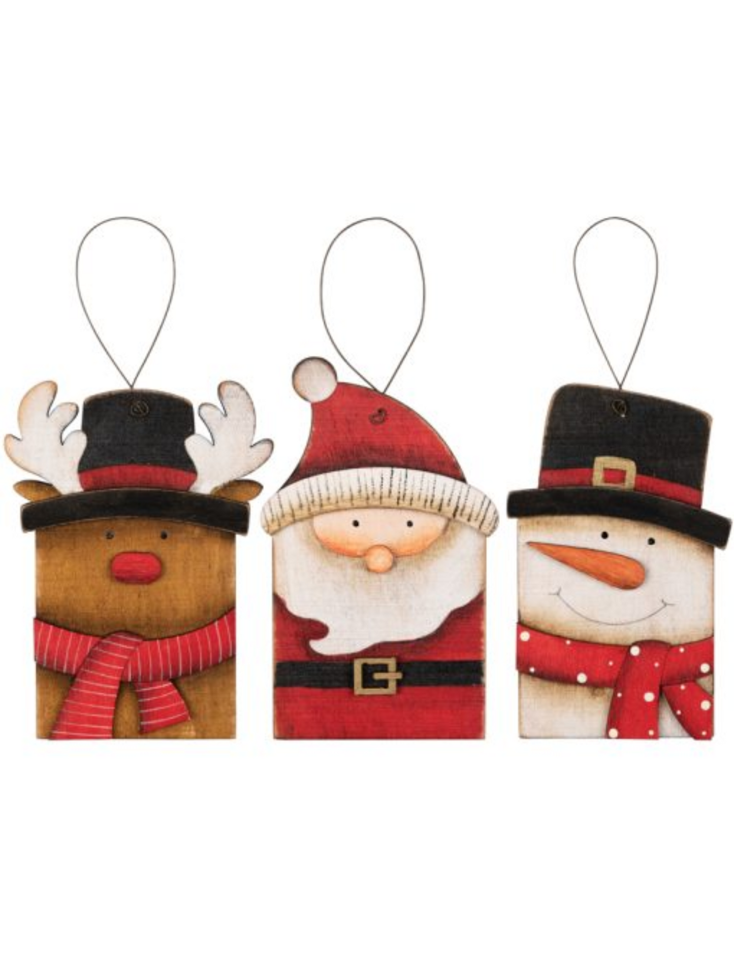 Wooden Character Christmas Ornaments