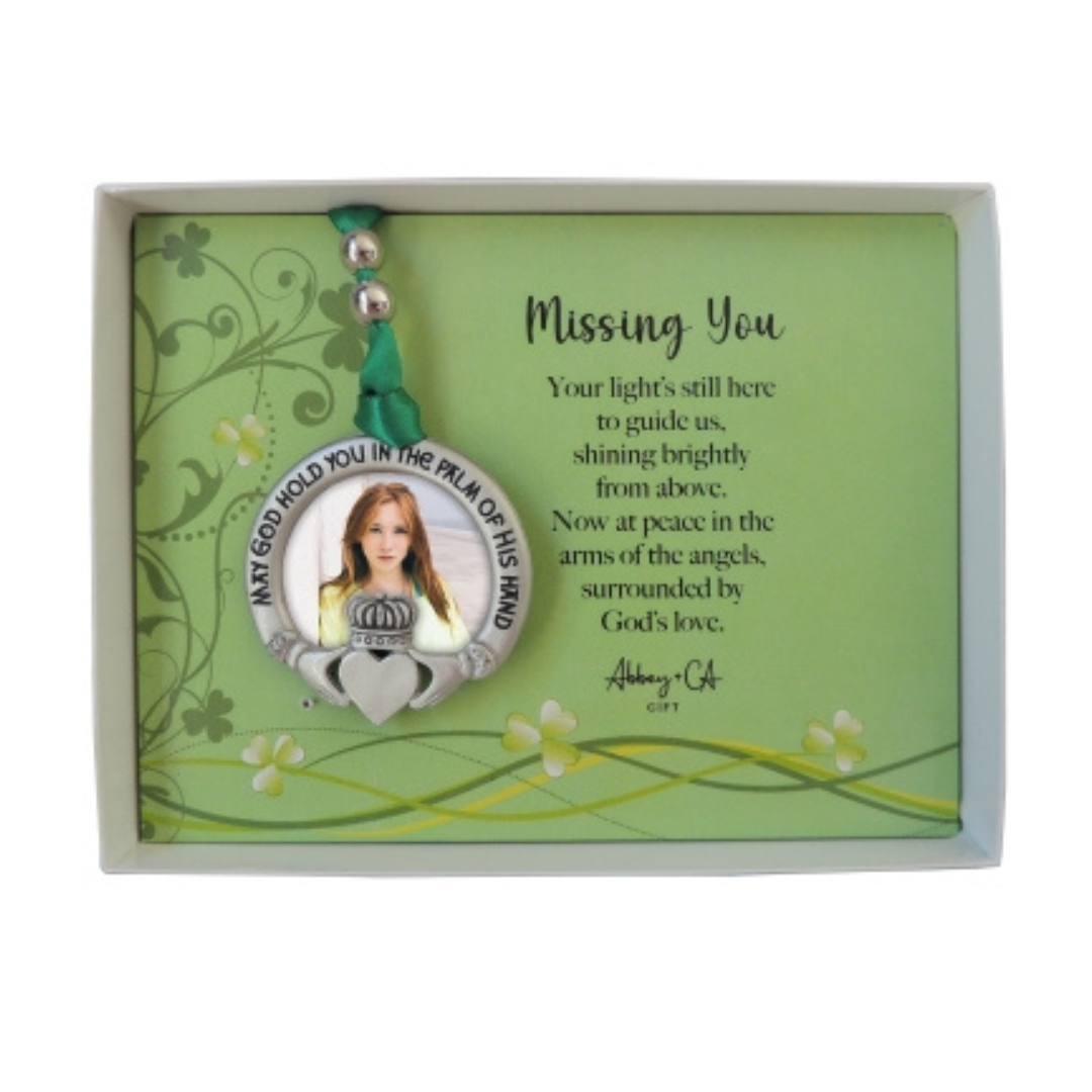 Missing You Claddagh Memorial Photo Ornament