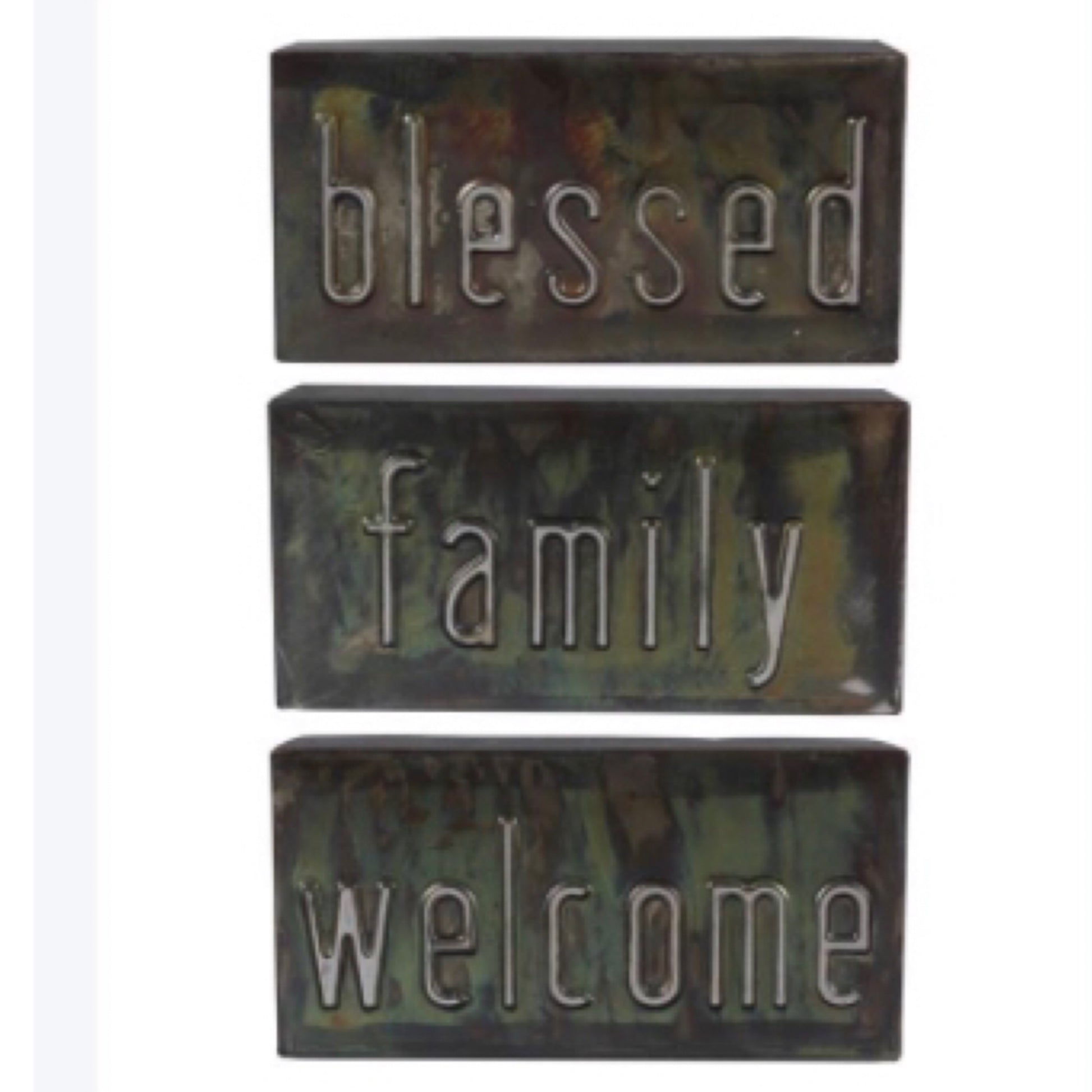 Punch Metal Table Top Word Sign With Reactive Paint