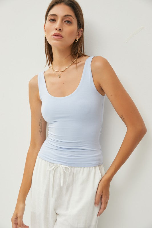 Double Lined Jersey Scoop Neck Tank